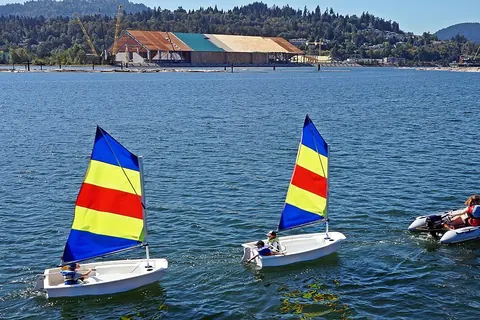 Sailboats on Burrard Inlet at Port Moody, BC